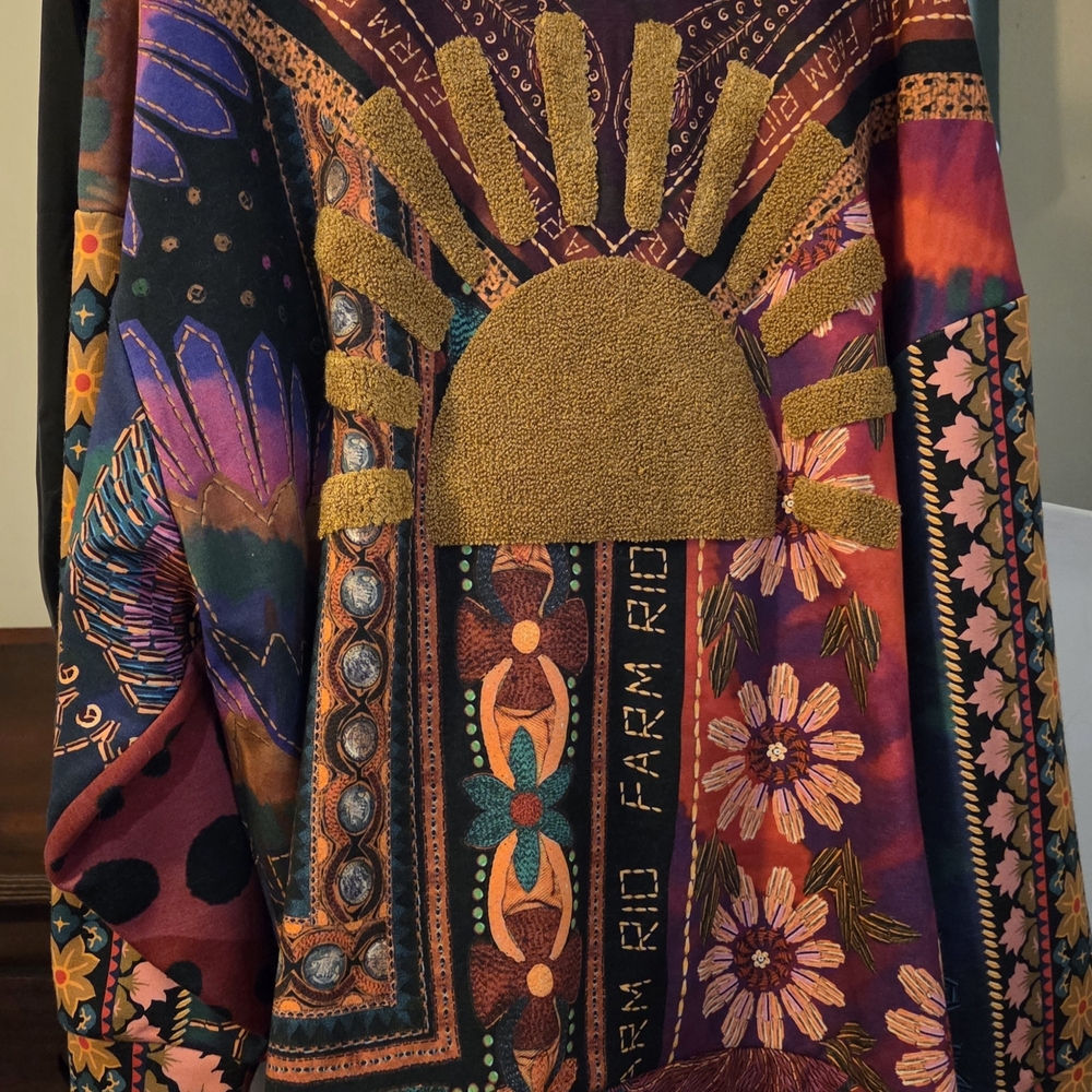 PRICE DROP!!!NWOT FARM RIO Mixed Scarves Patchwork Sweater - Picture 2 of 5